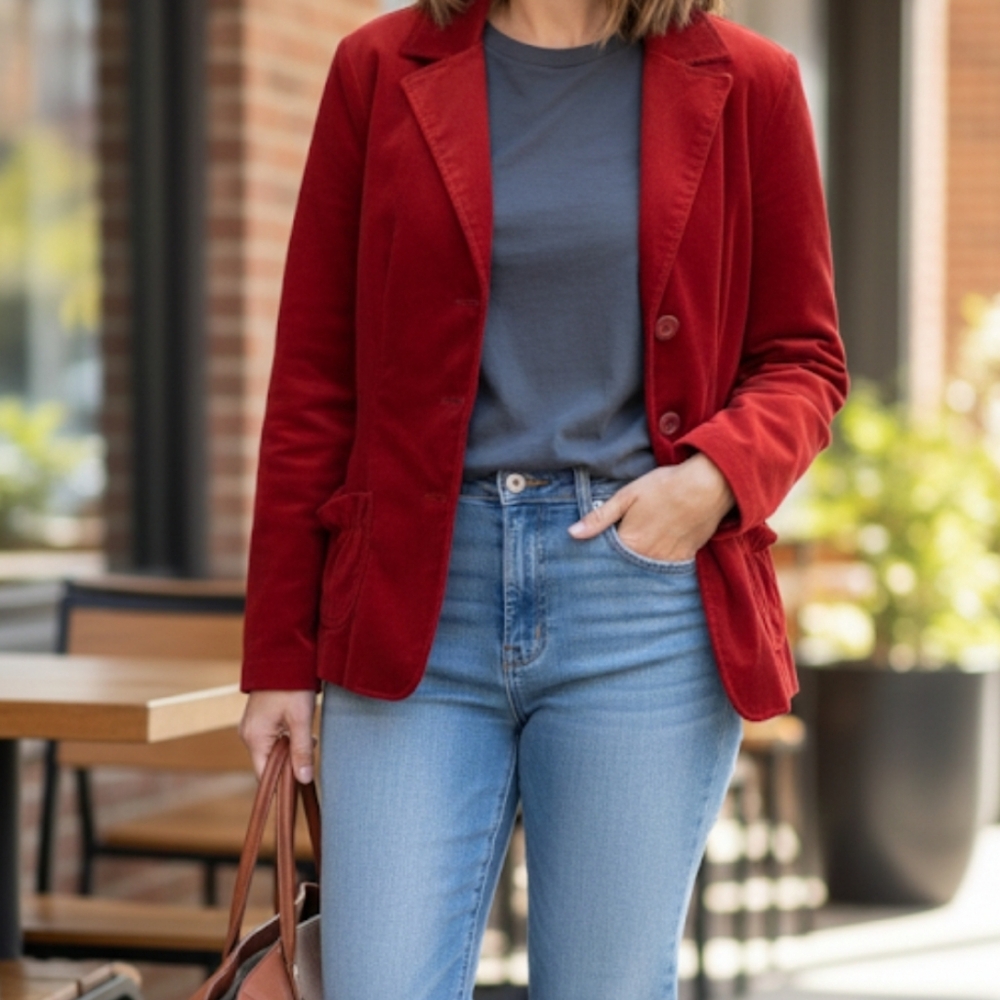 Torrid red velvet feel  blazer jacket size 2